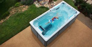 hiab swim spa into garden