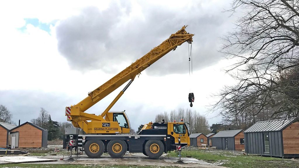 Yellow mobile crane